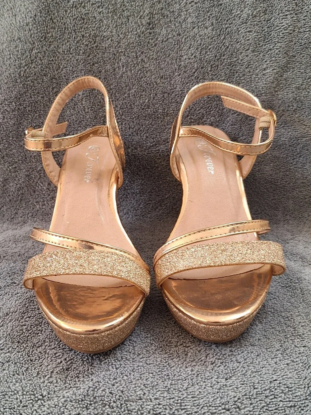 Forever FQ22 Glitter Strappy Wrapped Wedge Heel Platform Sandals